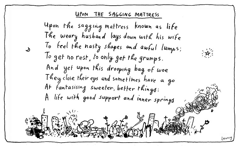 upon the sagging mattress